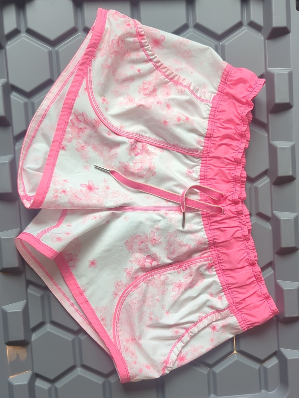 lululemon athletica White and Hot Pink Floral  Shorts